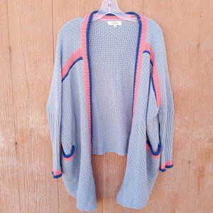 Umgee Gray/Coral Open Front Caridgan Sweater